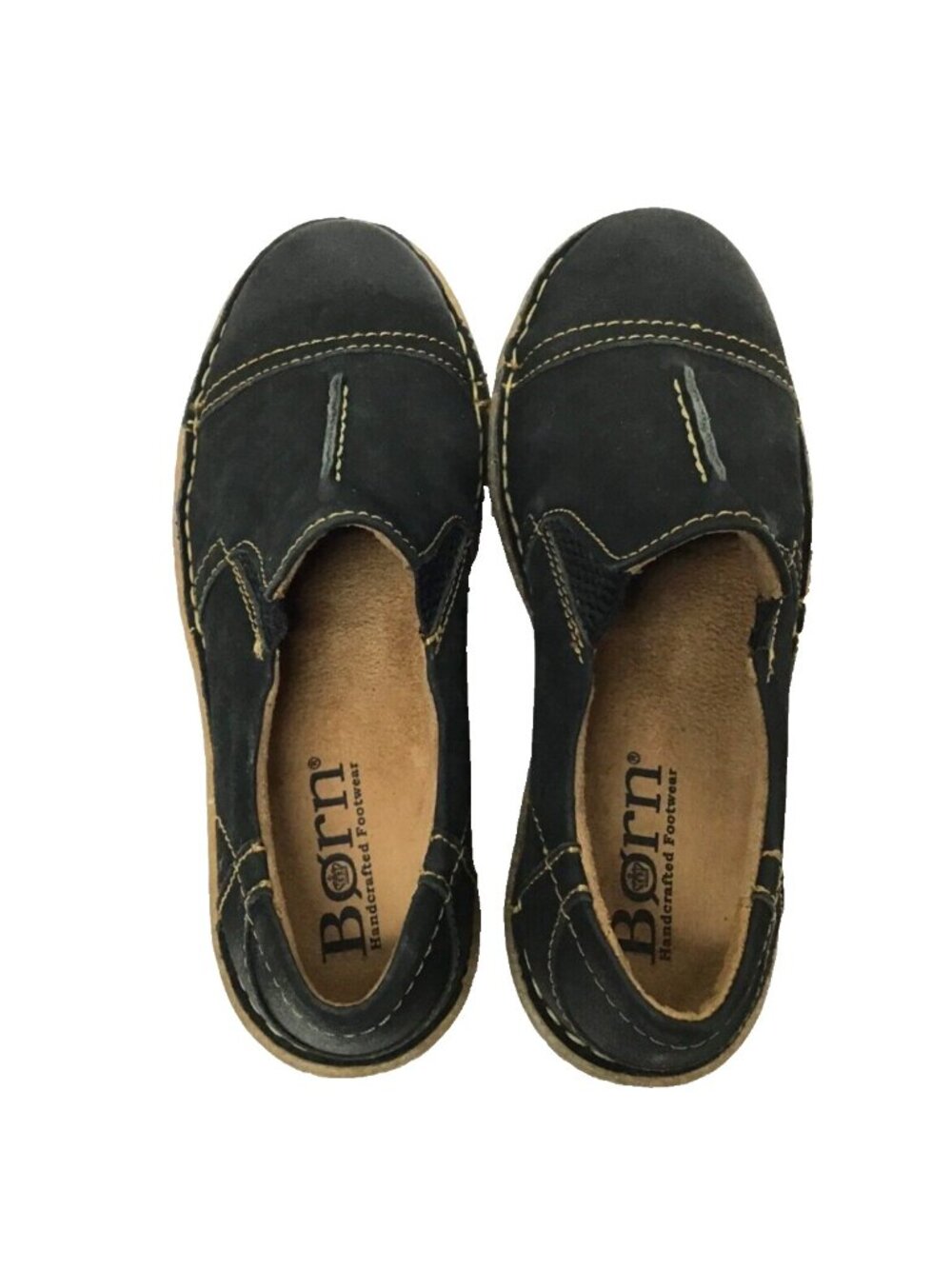 Born Womens 6.5 Nampa Nubuck Black Leather Loafer